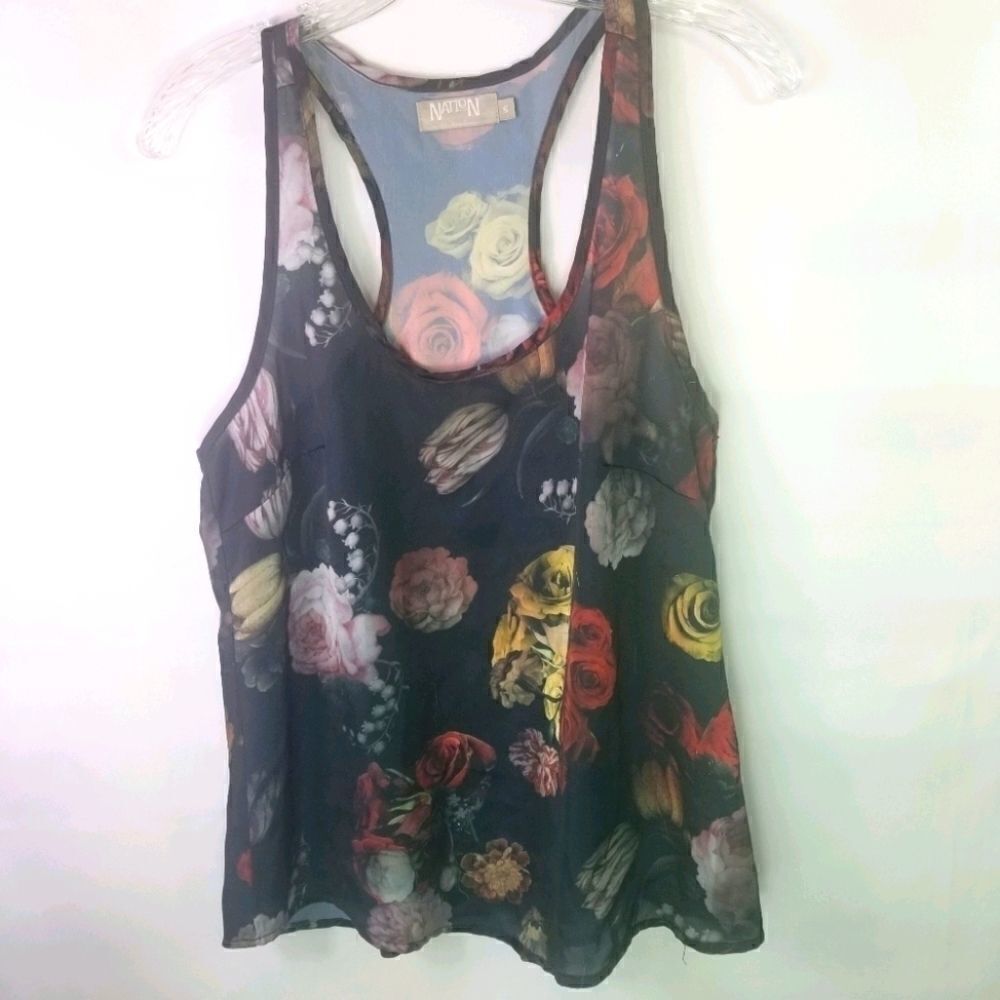 Nation Size S Floral Tank Top.